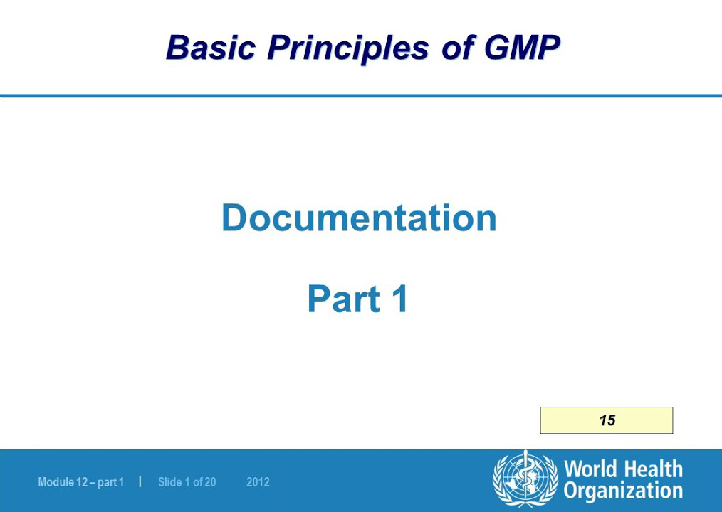 WHO GMP guidelines: Documentation